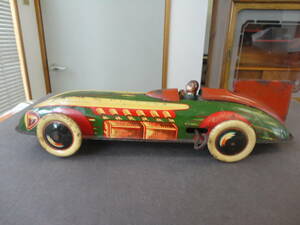 コレクター放出品：ブリキ製ゼンマイ式玩具　レーシングカー　レースカー　車　レトロ　ビンテージ　古玩具　英国製