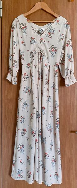 美品 archives花柄ロングワンピース 五分袖ワンピースFサイズ