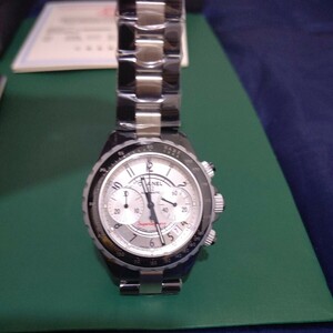 1 иен коробка / гарантия имеется превосходный товар Chanel AT/ самозаводящиеся часы J12 super reje-laH1624 хронограф раунд Date мужской часы Chanel ремонт завершено 