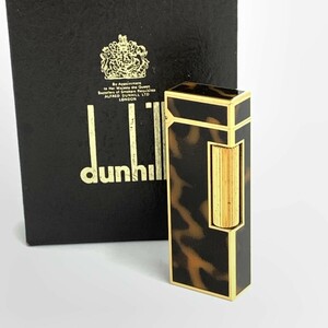 ◆dunhill ダンヒル ガスライター ◆箱付 べっ甲柄×ゴールド 喫煙グッズ