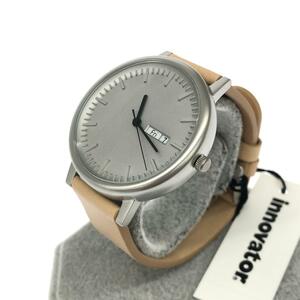 新品同様◆innovator イノベーター 腕時計 クォーツ◆IN-0003 ローズゴールドカラー/ベージュ SS×レザー レディース ウォッチ watch