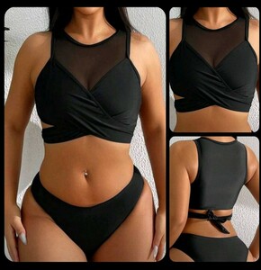 [ free shipping ] lady's tankini swimsuit | black | Japan size M corresponding ( tag S size )| unused 
