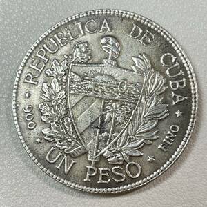 キューバ 硬貨 古銭 国章 1898年 「キューバ共和国」銘 女性 ペソ コイン 重20.91g 銀貨 