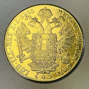 オーストリア帝国 硬貨 古銭 フランツ・ヨーゼフ 1 世 1915年 クラウン 国章 紋章 双頭の鷲 4ダカット コイン 重15.40g 金貨