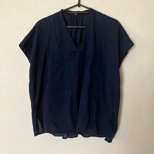 UNIQLO ブラウス Vネック ネイビー