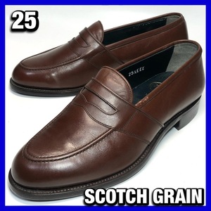 SCOTCH GRAIN【25cm メンズ】コインローファー 茶 ブラウン スコッチグレイン ビジネス 革靴 レザー 中古　*BE08F1Q