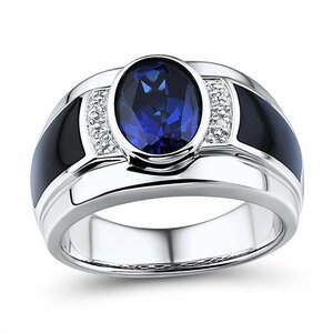 LDL4004# sapphire silver ring men's ring large grain diamond ... gorgeous feeling of luxury full load business for man accessory size adjustment possible 