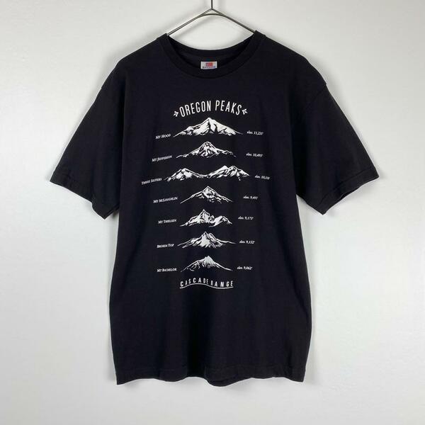 古着 USA製 オレゴンピークス 山 アウトドア Tシャツ ブラック M