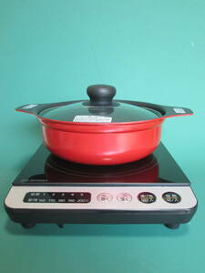 *　未使用　アイリスオーヤマ　IHコンロ 本体 (1000W) と IH対応 両手鍋 (24cm)　作動確認済　2022年製　キッチン　コンロ