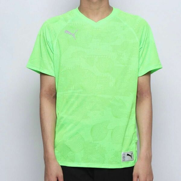 プーマ PUMA メンズ スポーツウェア　半袖 カットソー　サッカー/フットサル 半袖 Tシャツ グラフィックシャツ（グリーン） 