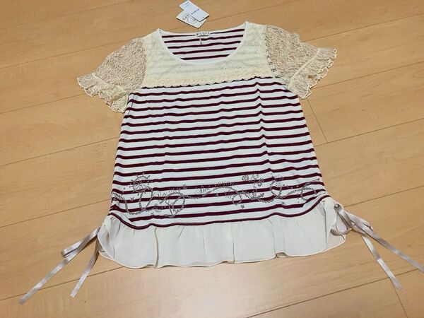新品 アクシーズファム 半袖ボーダーマリンチュニック ( M )