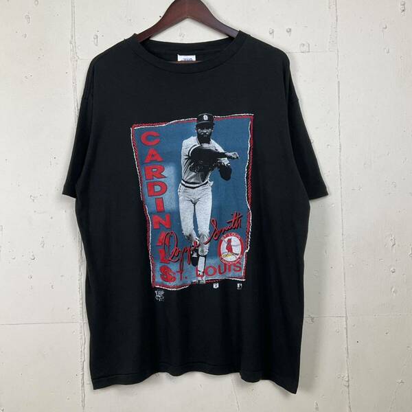 USA製 90年代 90s MLB セントルイスカージナルス 1992 Ozzie Smith 人物 写真 プリント Tシャツ 古着 メンズXL ブラック 黒 【f240528025】