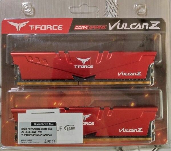 Team T-Force VulcanZ DDR4 3200Mhz(PC4-25600) 16GBx2枚(32GBkit)