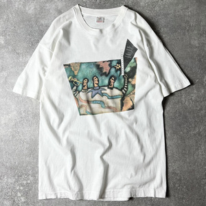 90s USA製 企業物 アート プリント 半袖 Tシャツ L / 90年代 アメリカ製 オールド 企業 ホワイト 白シングル ステッチ