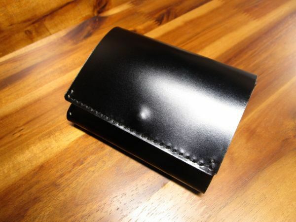 ミニ財布 レーデルオガワ コードバン ブラック 三つ折り 財布 コンパクト キャッシュレス コンパクト財布 ミニマル財布 小さい財布 黒