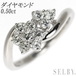 Pt900 ダイヤモンド リング 0.50ct フラワー 出品2週目 SELBY