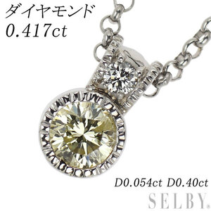 Pt900/ Pt850 ダイヤモンド ペンダントネックレス 0.417ct D0.054ct/ 0.40ct 出品2週目 SELBY