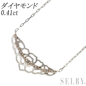 K18WG/PG/ Pt850 ダイヤモンド ペンダントネックレス 0.41ct 出品2週目 SELBY