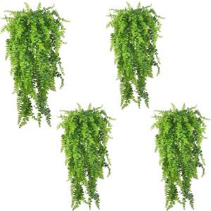 人工 観葉植物 フェイクグリーン 吊り下げ 大型 インテリア 緑色 雑貨 シダ植物 葉っぱ つる造花枯れないハンキング 4個セット