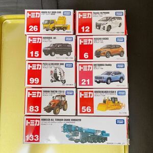 トミカ 9台セットダブりなしまとめ売り 赤箱 絶版 TOMY キックス アルファード 標識車 トラクター ロング 宅配バイク ハマー バディ他