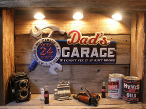 1 jpy new goods BIG size!DAD*S garage signboard autograph plate garage autograph american interior man front interior rust manner 