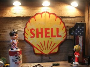 1 jpy new goods american . atmosphere . highest shell SHELL metal autograph plate signboard man front interior 