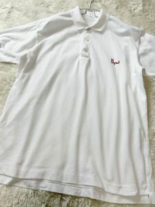 未使用に近い　PAPAS パパス　ロゴ刺繍 半袖 メンズ　ポロシャツ 春夏 日本製　ホワイト　白　カノコ　鹿の子L