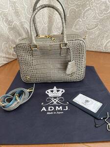 ADMJ black ko type pushed . cow leather bag super-beauty goods 