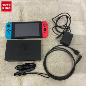 1円〜 動作確認/初期化済 箱無 Nintendo Switch HAC-001 ネオンブルー/ネオンレッド ACアダプタ 他