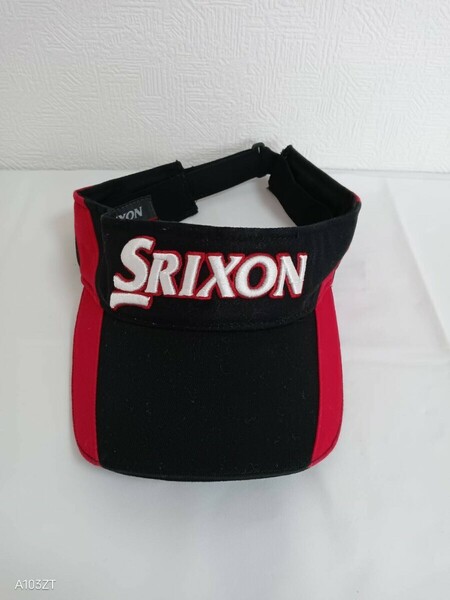 1347【中古】SRIXON　スリクソン　ゴルフウェア　サンバイザー　正面 両サイド刺繍有　サイズ調整機能有　　黒赤白　メンズ　フリー　
