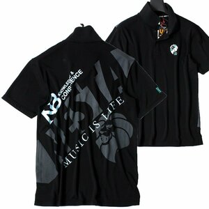 新品 ネスタ ゴルフ 吸水速乾 半袖 ポロシャツ メンズ XXL 黒 NESTA GOLF シャツ ビッグロゴ ゴルフウェア 立ち襟 おしゃれ ◆CL2417B