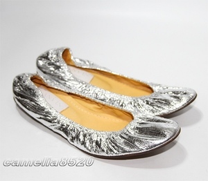 LANVIN Lanvin Flat pumps silver leather 38.5 size approximately 24cm Portugal made unused exhibition goods 