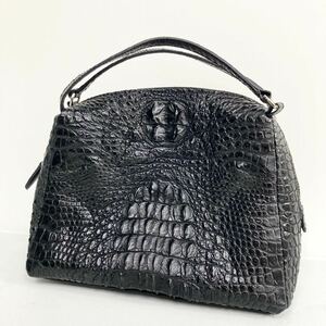  прекрасный товар 1 иен старт крокодил ручная сумочка сумка на плечо черный натуральная кожа 2waywani кожа экзотический кожа 