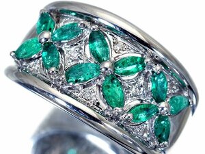 1 jpy ~[ jewelry ultimate ]... emerald green Kirameki .! natural emerald 0.86ct& diamond 0.03ct high class K18WG ring k8646uu[ free shipping ]