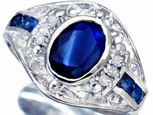 1 jpy ~[ jewelry ultimate ]. thickness blue color! good quality natural blue sapphire 2.0ct& diamond 0.05ct high class Pt900 ring t4337ol[ free shipping ]