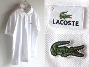 ネコポス対応 LACOSTE ラコステ L1212X ワニロゴワッペン 半袖 鹿の子 ポロシャツ 2 白 ホワイト 日本製 ファブリカ期