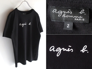 ネコポス対応 agnes b. homme アニエスベーオム 2019SS S137 TS コットン ロゴプリント Tシャツ 半袖 カットソー 2 黒 ブラック 日本製