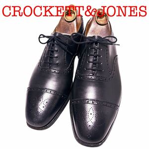 355.CROCKETT&JONES クロケットアンドジョーンズ EASTGATE セミブローグ ビジネスシューズ ストレートチップ ブラック 7E