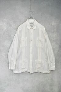 【 90s リネン 】 キューバ ロングスリーブ シャツ / size XL / 90年代 グアテマラシャツ ジャケット ホワイト