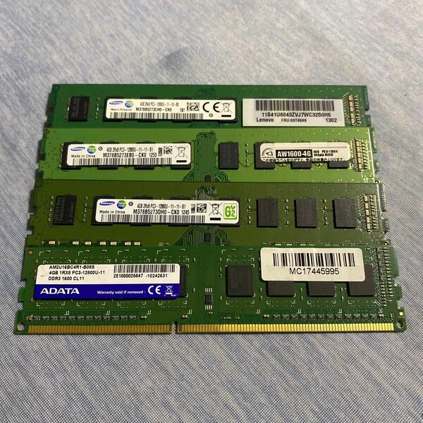 DDR3 12800U 1600 4GB ×4 16GB 中古品