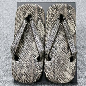  new goods * unused [. tea color sandals setta ]L size snake pattern urethane bottom zori 