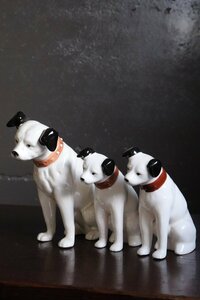 E727 Victor dog 3 point / ceramics made / nippers / ornament / antique / Showa Retro 