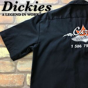 * импорт из США!!* состояние хороший *[Dickies Dickies ] Ame машина Custom Shop Cuzie вышивка ввод короткий рукав рубашка work shirt [ мужской L] чёрный K2-919