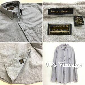 ◎美品!! 90's vintage 正規品◎[Eddie Bauer エディーバウアー]ストライプ柄 長袖 ボタンダウン ライトフランネルシャツ[M]グレー K2-411