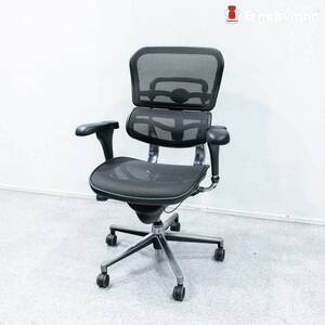 [ б/у товар ]Ergohuman L gohyu- man Basic Basic low модель старая модель офис литейщик стул сетка черный обычная цена 12 десять тысяч 