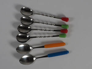 [aa364] Showa Retro pop spoon screw screw other 6ps.@ cutlery . spoon Vintage coffee black tea desert 