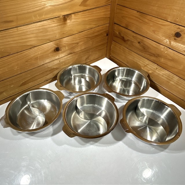 【中古】業務用 二層火鍋 仕切り 二仕切り鍋 ステンレススチール 5点セット