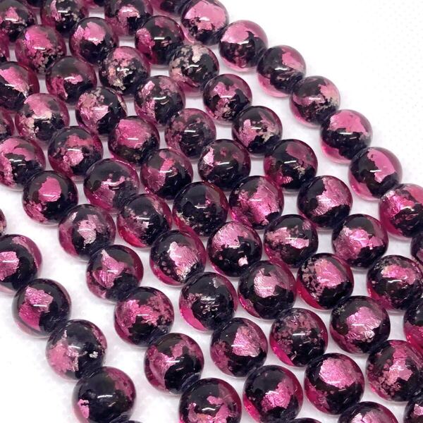 蓄光 ホタルガラス 10mm 連売り 40粒 ワインレッド とんぼ玉 とんぼガラス