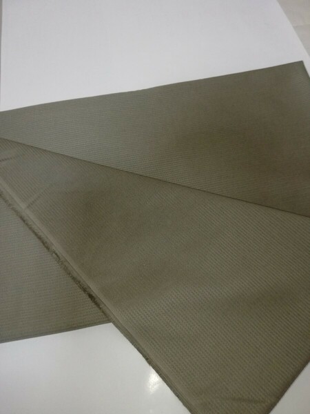 生地　茶緑色　モスグリーン　ドビーストライプ生地　長さ1m 80cm 巾118cm 綿　無地　日本製