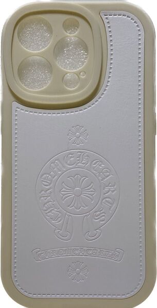 iPhone14PRO★最新素材TPUスマホケース人気のホースシュー&クロス【ホワイト】